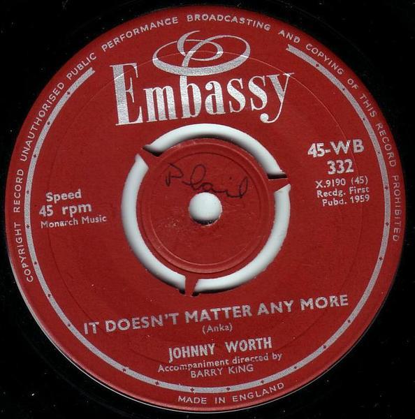 Johnny Worth - It Doesn't Matter Any More