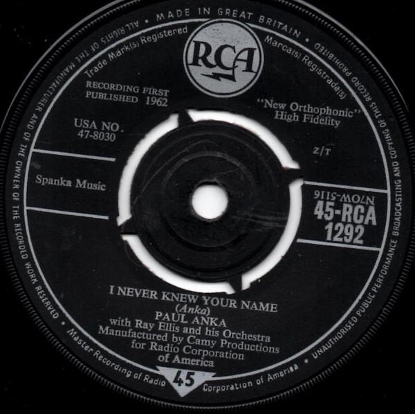 Paul Anka - I Never Knew Your Name / A Steel Guitar And A Glass Of Wine